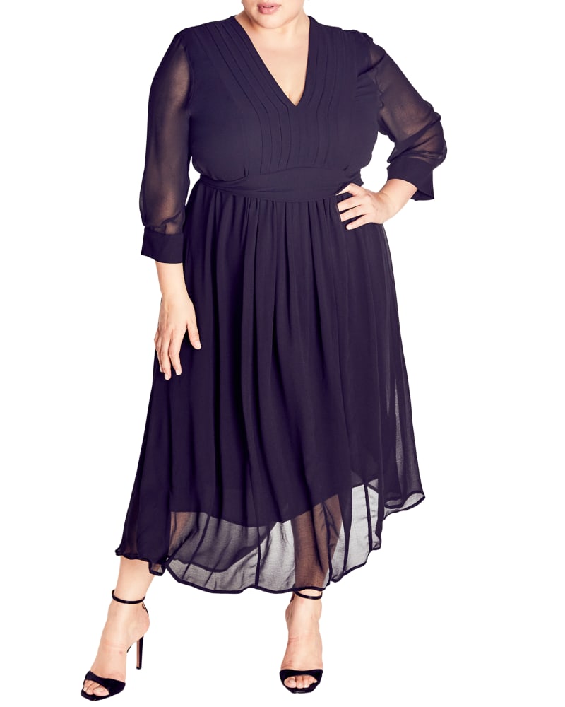 Front of a model wearing a size 18 DRESS AFTER DARK in Black by Arna York. | dia_product_style_image_id:303010